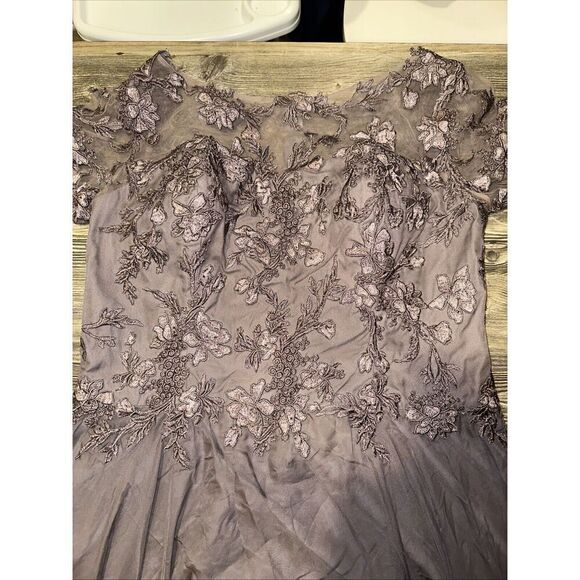 La Femme Chiffon Laced Gown. Size 16. Dark Mauve. NWOT. 14 - Picture 3 of 11